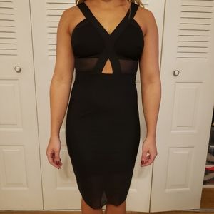 Bebe Black Cocktail Dress with mesh cutout